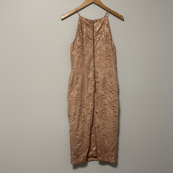 Adrianna Papell Rose Gold Lace Dress Size 6 - Picture 8 of 8